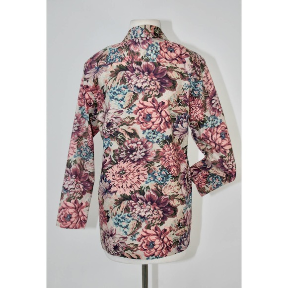 Vintage 80s Floral Blazer Tapestry Cottage Core Shabby Chic Romantic Ephemera - Picture 5 of 11